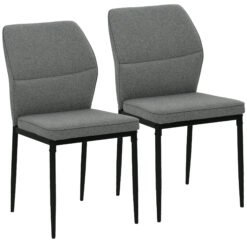 HOMCOM Velvet Dining Chairs Set of 2, Modern Armless Upholstered Kitchen Chairs with Metal Legs, Curved Back and Padded Seat, for Dining Room, Bedroom, Living Room, Grey