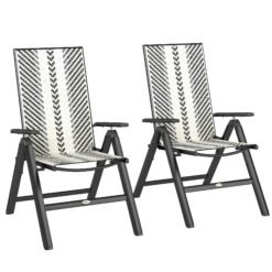Outsunny Set of Two Rattan Reclining Garden Chairs - Grey