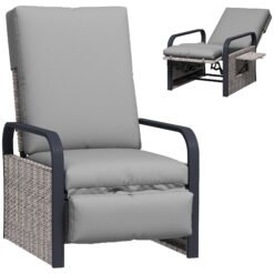 Outsunny 140 Reclining Rattan Armchair - Mixed Grey