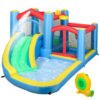 AIYAPLAY Inflatable Bouncy Castle with 550W Blower, Basketball Hoop, Long Slide, Dart Board, Carrying Bag, 385 x 290 x 180 cm
