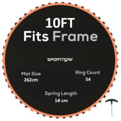 SPORTNOW Trampoline Replacement Mat with Spring Pull Tool, 54 V-Hooks, for 10ft Trampoline using 14cm Springs, Orange