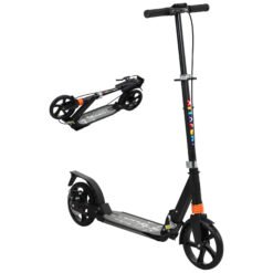 AIYAPLAY Kids Scooter with Four-Level Adjustable Handlebar, Dual Brake System, 200mm Wheels, ABEC-7 Bearings, Black