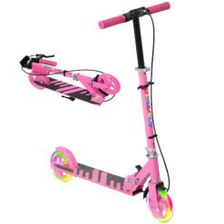 AIYAPLAY Scooter for Kids Aged 3-8 Years, with Adjustable Handle, Two Light Up Wheels, Handbrake, Rear Brake, Pink