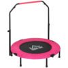 HOMCOM 40" Foldable Mini Fitness Trampoline, with Adjustable Foam Handle, Pink