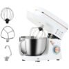 HOMCOM Stand Mixer, 5L Food Mixer for Baking, 6 Speeds and Pulse Setting, 1400W Cake Electric Kitchen Mixer with Dough Hook, Whisk, Stainless Steel Bowl, Splash Guard, Beater, White