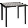 Outsunny Square Garden Dining Table with 5.4cm Parasol Hole, Slatted Top, Metal Frame, 86 x 86 x 71 cm, Light Grey