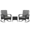 Outsunny Three-Piece Rocking Chair Rattan Bistro Set - Black