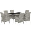 Outsunny Seven-Piece Rattan Dining Set - Mixed-Grey