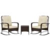 Outsunny Three-Piece Rocking Chair Rattan Bistro Set - Brown
