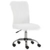 HOMCOM Plush Office Desk Chair, Modern Armless Swivel Vanity Chair with Adjustable Height for Home Office, Bedroom, Living Room, White