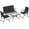Outsunny Four-Piece Metal Garden Sofa Set - Black
