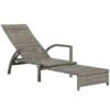Outsunny Reclining Rattan Lounger, with Extending Footrest - Grey