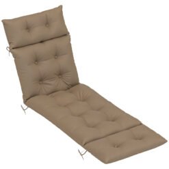 Outsunny Sun Lounger Cushions Only, 190x56x10cm Garden Lounge Chair Cushions, UPF20+ 220gsm Fabric, Thick Sunbed Replacement Pads with 6 Ties, Khaki