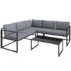 Outsunny Three-Piece L Shaped Garden Furniture Set with Cushions - Grey