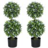 HOMCOM Set of 2 Decorative Artificial Plants Ball Trees with Lavender Flowers in Pot Fake Plants for Home Indoor Outdoor Decor, 70cm, Blue