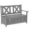 Outsunny 2-Seater Garden Storage Bench for Patio Wood Porch Decor Outdoor Seating, Charcoal Grey