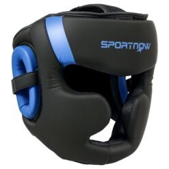 SPORTNOW Boxing Headguard w/ Adjustable Strap for Sparring, Kickboxing, MMA, Blue/Black