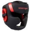 SPORTNOW Boxing Headguard w/ Adjustable Strap for Sparring, Kickboxing, MMA, Red/Black
