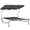 Outsunny Double Outdoor Bed, with Canopy - Light Grey