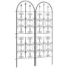Outsunny Set of 2 Metal Garden Trellis, Decorative Trellis Panels for Climbing Outdoor Plants, Vegetables, Vines, Flowers, 150 x 50 cm, Scrollwork Design
