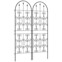 Outsunny Set of 2 Metal Garden Trellis, Decorative Trellis Panels for Climbing Outdoor Plants, Vegetables, Vines, Flowers, 150 x 50 cm, Scrollwork Design