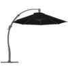 Outsunny 3(m) Garden Cantilever Parasol, Round Overhanging Umbrella with Crank Handle, Cross Base, Aluminium Frame and 360 Rotation, Banana Patio Umbrella for Outdoor Sun Shade, Black