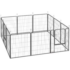 PawHut 12-Panel Solid Dog Playpen with Doors, for Medium Dogs, 80cm High, Black