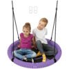 AIYAPLAY 100cm Diameter Nest Seat for Kids with Height Adjustable Hanging Ropes for Outdoor, Playground, Garden, Purple