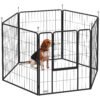 PawHut 6 Panels Dog Playpen, Portable Detachable Puppy Pen with Door, for Large Dogs, 100cm High, Grey