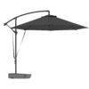 Outsunny 3(m) Garden Cantilever Parasol with Fillable Base up to 90kg, Wind Protection Strap, Cover, Round Banana Hanging Umbrella with Crank Handle and Tilt, UPF50+ Patio Umbrella, Grey