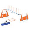 PawHut 6-Piece Dog Agility Equipment Set with Weave Poles, Jump Ring, Hurdle, Pause Box, Bag, Orange