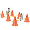 PawHut Dog Agility Equipment Set of Six Cones, Six Poles with Carry Bag, Three-Piece Adjustable Height Jumping Obstacles Orange