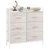 HOMCOM Rustic Chest of Six Fabric Drawers - Natural