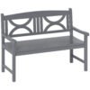 Outsunny 2-Seater Wooden Garden Bench Outdoor Patio Loveseat for Porch, Grey