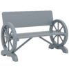Outsunny Fir Wood 2-Seater Outdoor Garden Wagon Wheel Bench, Grey