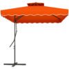 Outsunny 2.5m Cantilever Parasol with Easy Lever, Square Double Top Garden Parasol Umbrella with Ruffles and Cross Base, Overhanging Outdoor Sun Shades, Orange