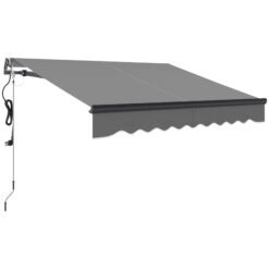 Outsunny 2.5 x 2m Electric Awning with Remote Controller, Aluminium Frame DIY Retractable Awning, UV30+ Sun Shade Canopy for Garden Patio Deck Door Window, Dark Grey