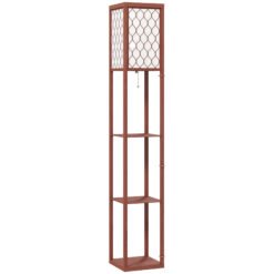 HOMCOM Three-Shelf Standing Lamp - Brown/White