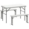 Outsunny Three-Piece Folding Picnic Table and Bench Set - White