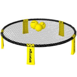 SPORTNOW Spike Game Set, Mini Beach Games Set with Net, 3 Balls and Ball Pump, Portable with Carrying Bag for Outdoor Team Sports, Yellow