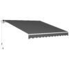 Outsunny 3 x 2.5m Garden Patio Manual Awning, Retractable Canopy Sun Shade Shelter with Fittings and Crank Handle, Dark Grey