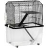 PawHut Three-Tier Gerbil Cage, Hamster Cage for Dwarf Hamster, Syrian Hamster w/ Wheels, Deep Bottom, Food Dish, Water Bottle