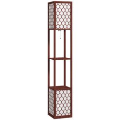 HOMCOM Duo Light Floor Shelves - Brown