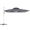 Outsunny 3(m) Garden Cantilever Parasol with Solar LED Lights, Cross Base, 360 Rotation, Crank Handle and Tilt, Grey