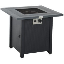 Outsunny 71 x 71cm 40000 BTU Gas Firepit Table - Black/Dark Grey