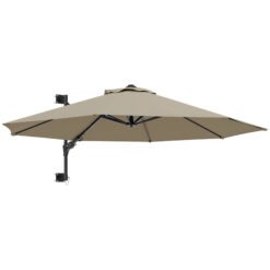 Outsunny 3(m) Wall-Mounted Parasol Shade, with Handle - Khaki
