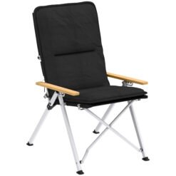 Outsunny Portable Camping Chair for Adults, High Back Folding Chair with Padded Seat and Carry Bag, Outdoor Recliner for Hiking, Fishing, Beach and Picnic, Black