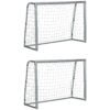 SPORTNOW 8ft x 5ft Football Goal, Set of 2 Football Net for Garden, Training Goal with Ground Stakes, Steel Frame