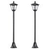 Outsunny 2 Pieces Outdoor Garden Solar Post Lamp Sensor Dimmable LED Lantern Bollard Pathway 1.6M Tall Black