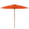 Outsunny 3m Wood Pole Parasol Umbrella - Orange